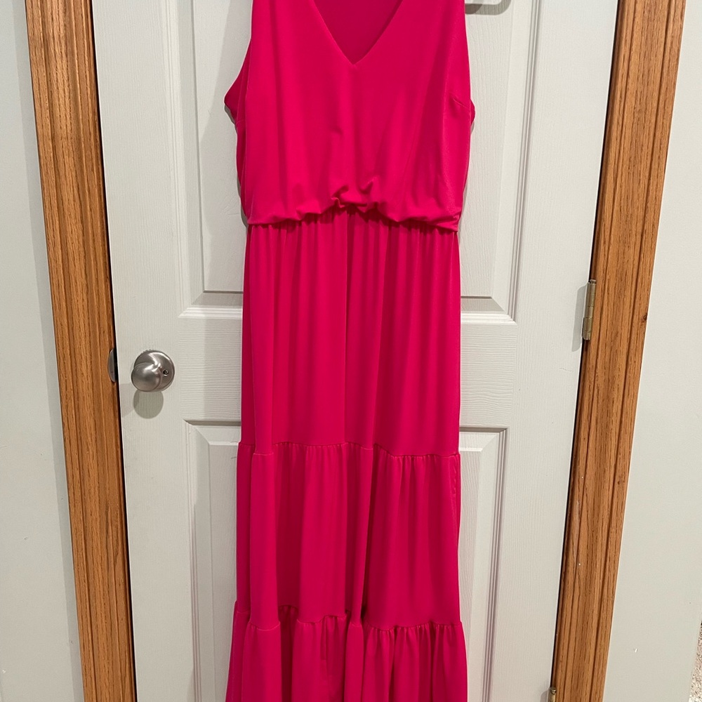 Vibrant Pink Sleeveless Maxi Dress
